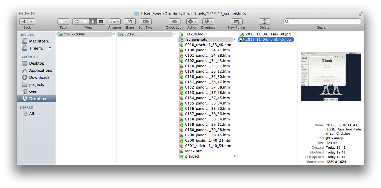 Travis Artifacts in Finder